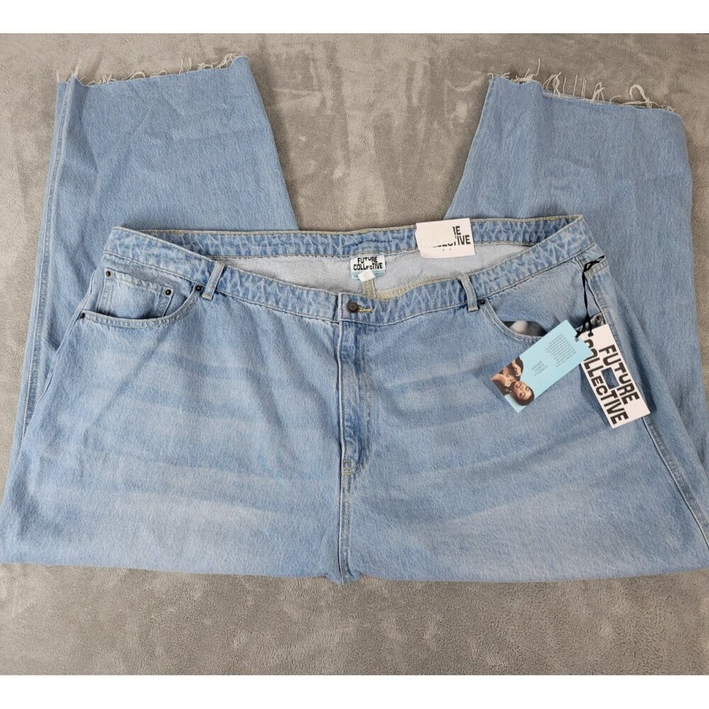 Future Collective Womens Plus Size 28 Jeans Light Blue 100% Cotton SL48E